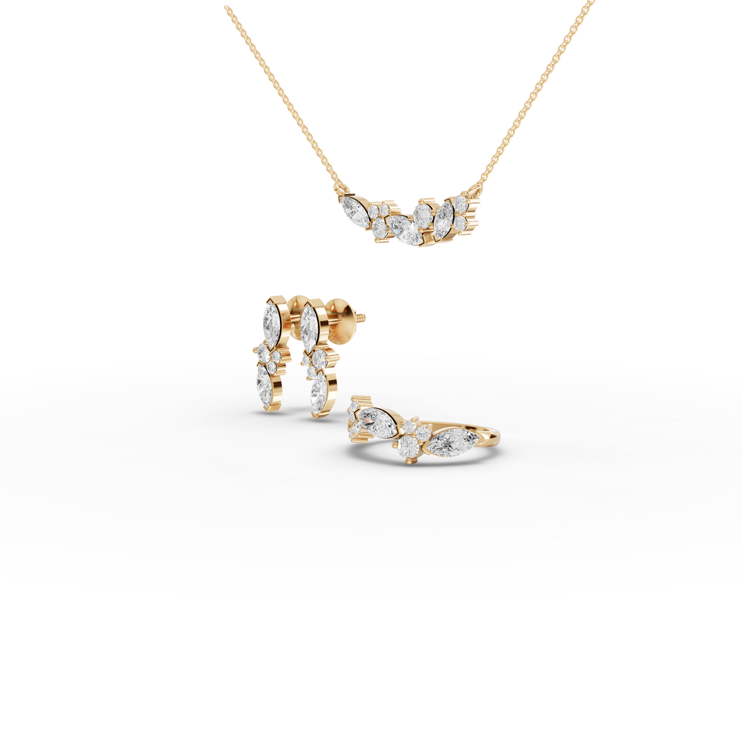 Multi Shape Cluster Lab Diamond Jewelry Set