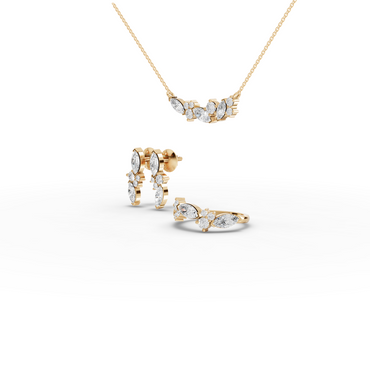 Multi Shape Cluster Lab Diamond Jewelry Set