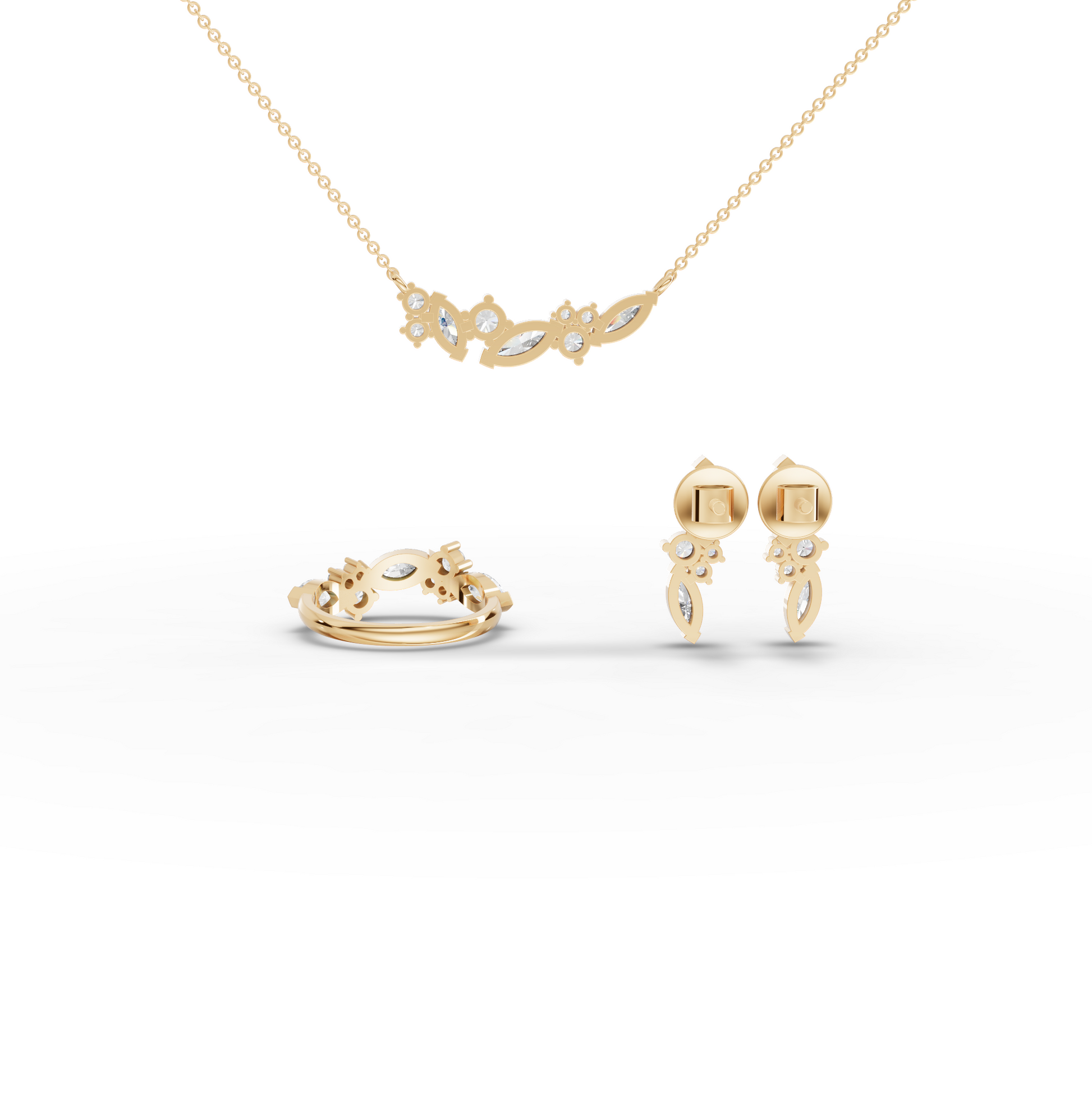 Multi Shape Cluster Lab Diamond Jewelry Set