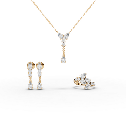 Pear & Round Statement Lab Diamond Jewelry Set