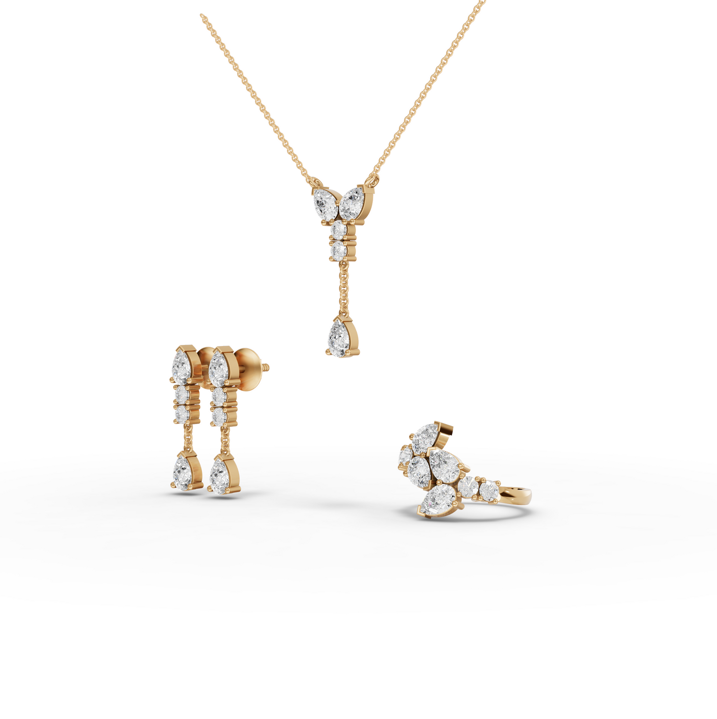 Pear & Round Statement Lab Diamond Jewelry Set