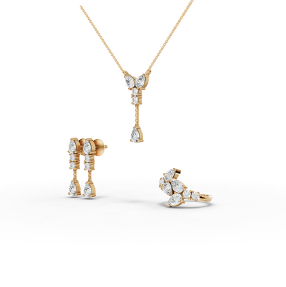 Pear & Round Statement Lab Diamond Jewelry Set
