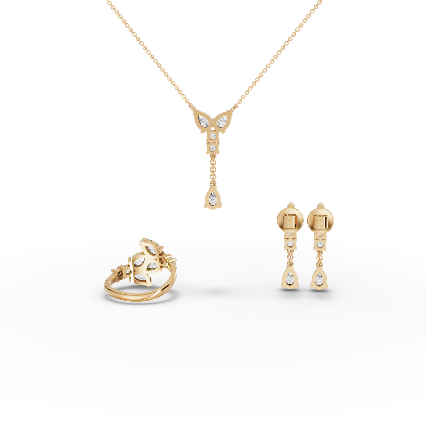 Pear & Round Statement Lab Diamond Jewelry Set