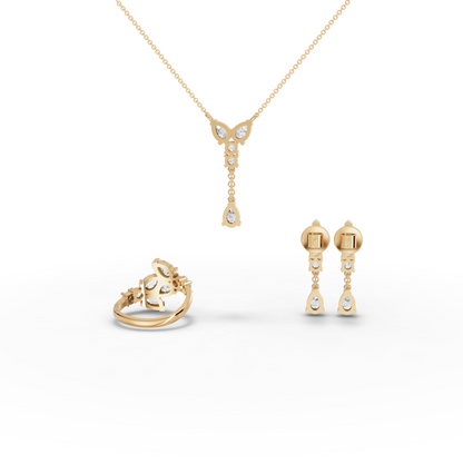 Pear & Round Statement Lab Diamond Jewelry Set