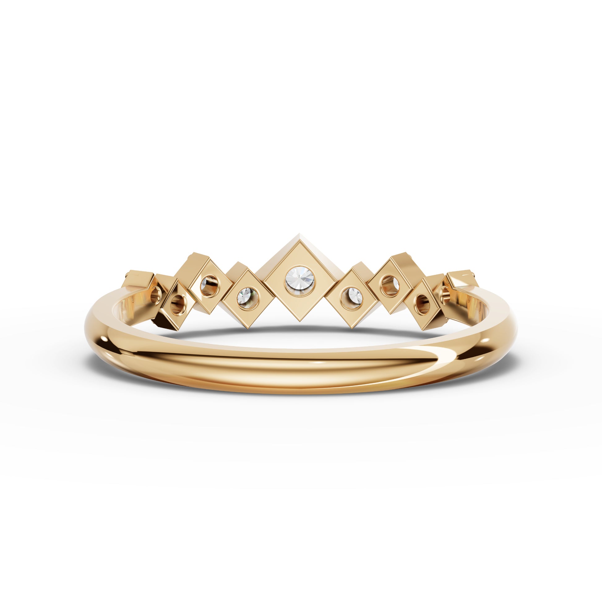 Kite-Set Round Half Eternity Moissanite Diamond Ring