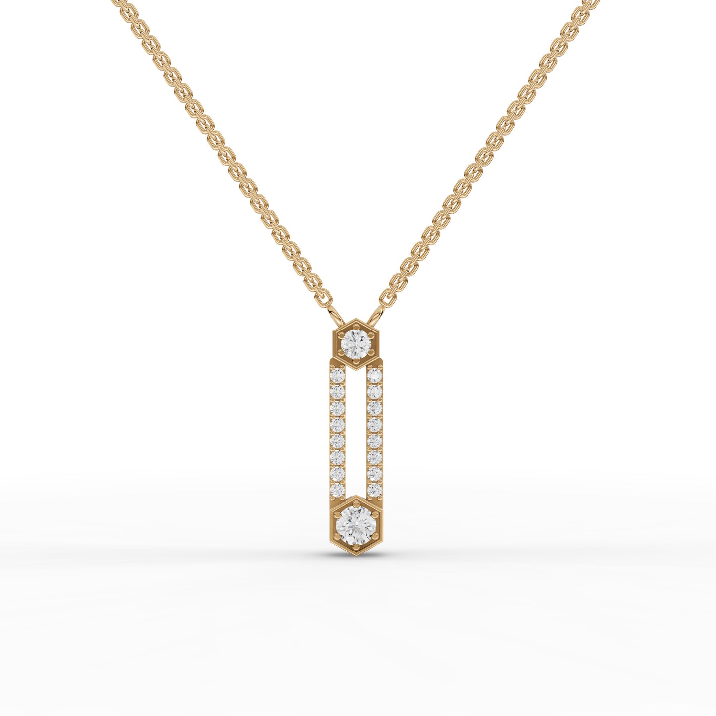 Hexagon Vertical Bar Moissanite Diamond Pendant Necklace