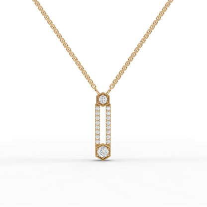 Hexagon Vertical Bar Moissanite Diamond Pendant Necklace