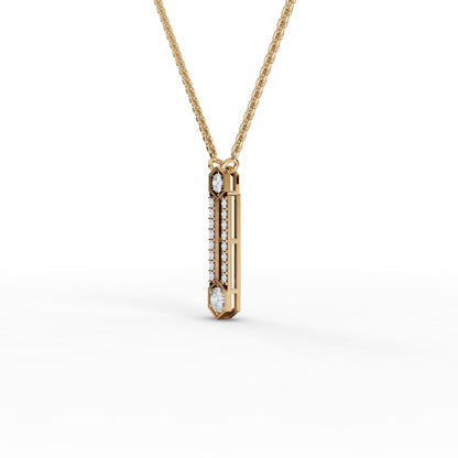 Hexagon Vertical Bar Moissanite Diamond Pendant Necklace