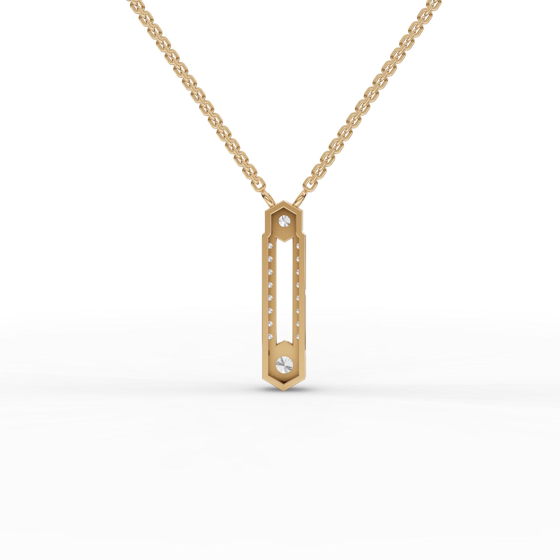 Hexagon Vertical Bar Moissanite Diamond Pendant Necklace