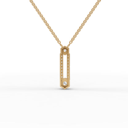 Hexagon Vertical Bar Moissanite Diamond Pendant Necklace