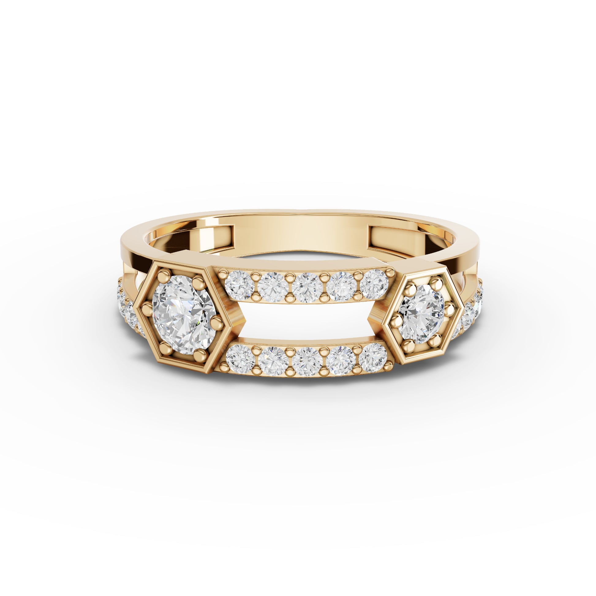 Hexagon Geometric Moissanite Diamond Eternity Band