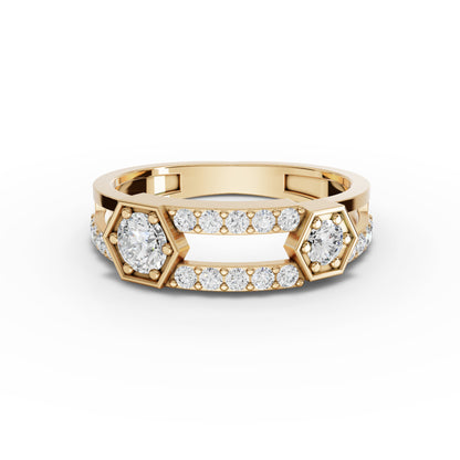 Hexagon Geometric Moissanite Diamond Eternity Band