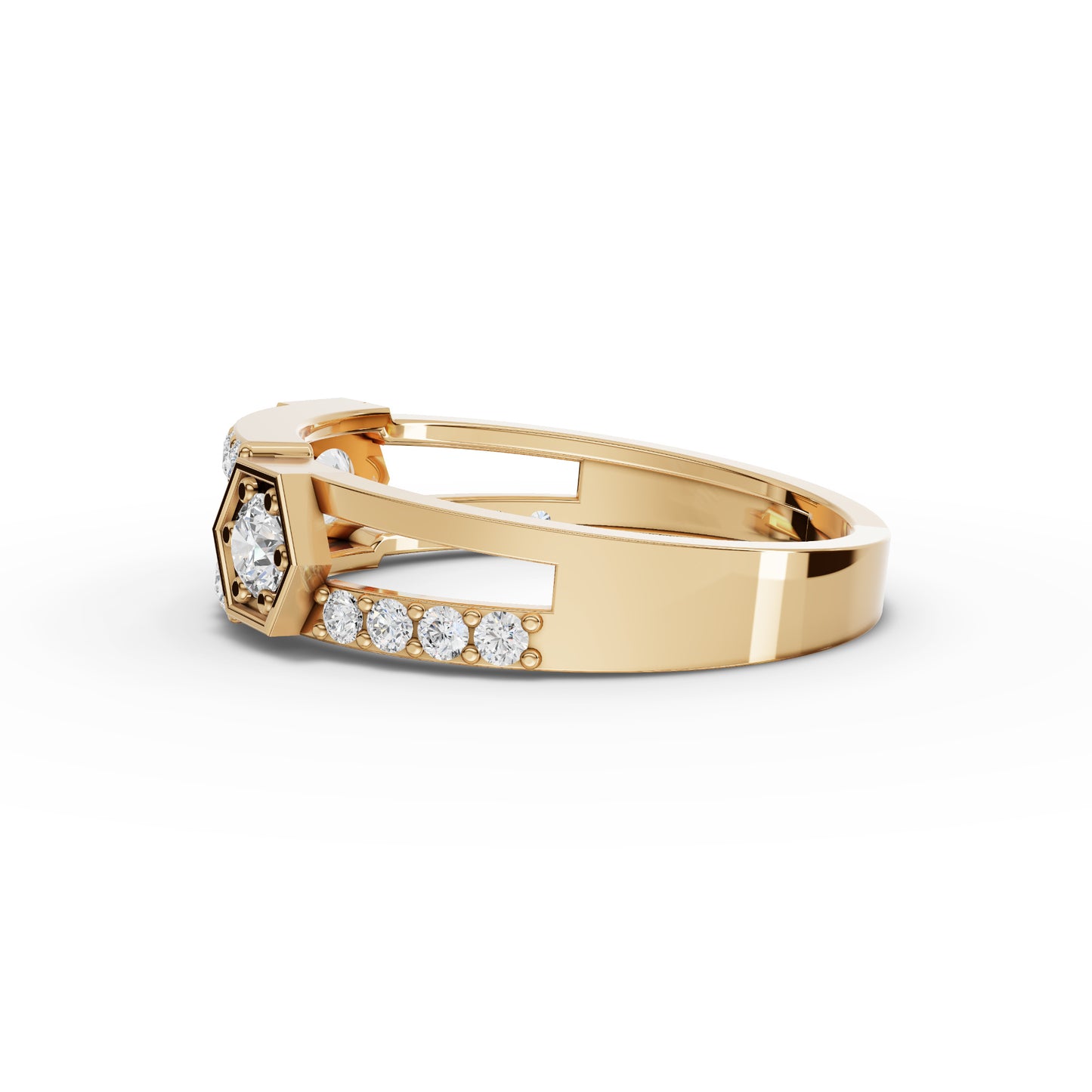 Hexagon Geometric Moissanite Diamond Eternity Band