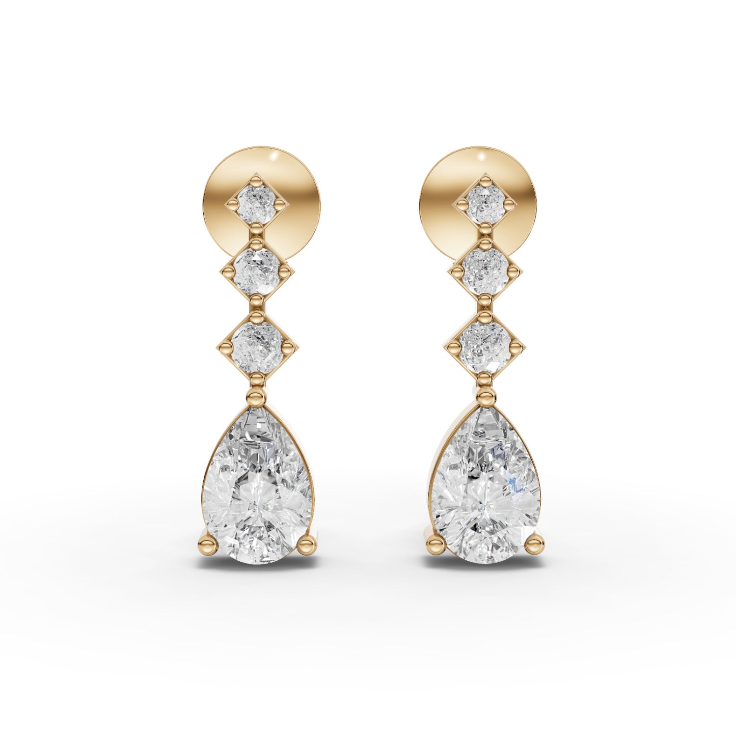 Pear-Cut Geometric Drop Moissanite Diamond Earrings