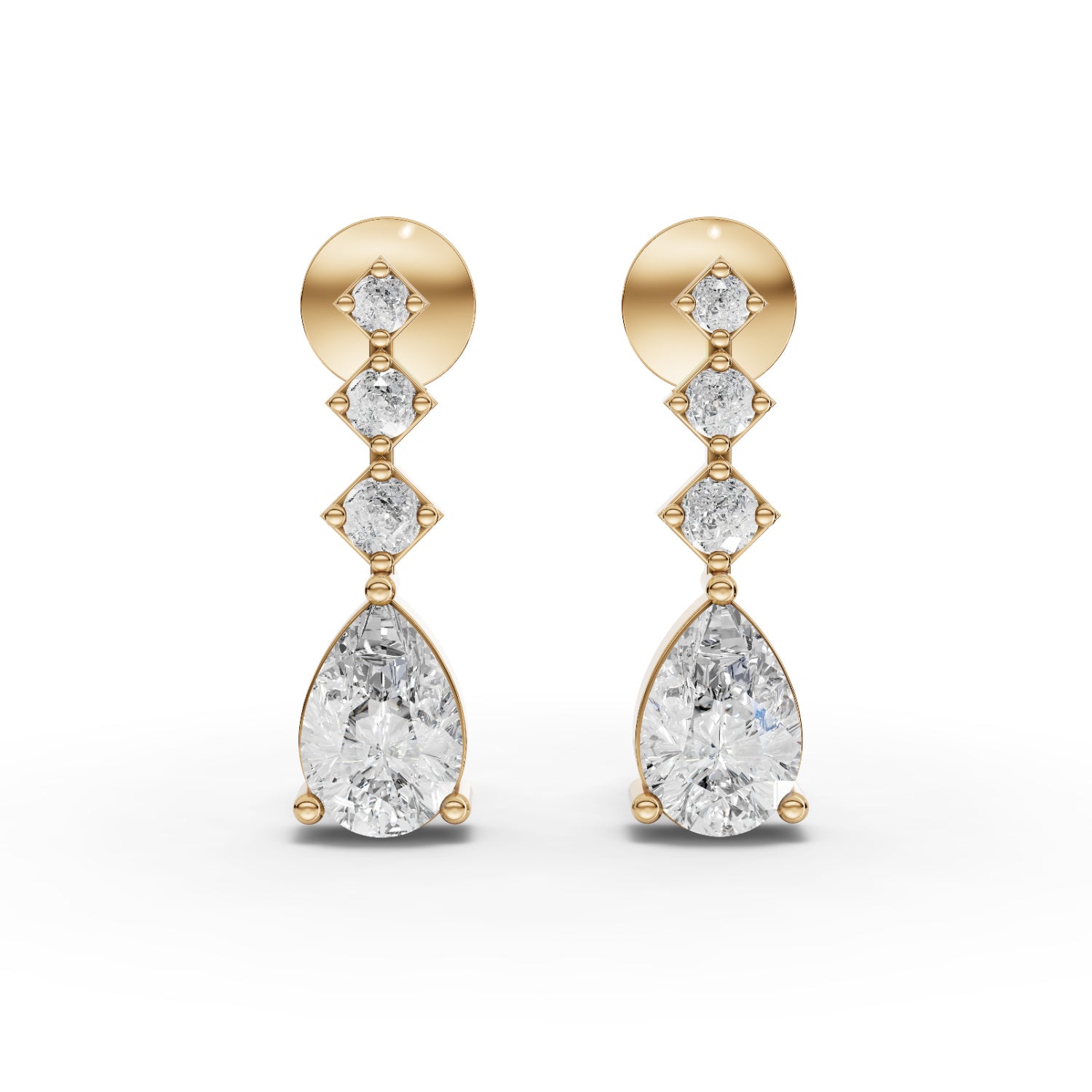 Pear-Cut Geometric Drop Moissanite Diamond Earrings