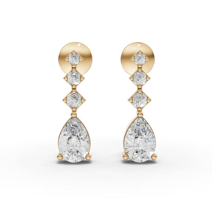 Pear-Cut Geometric Drop Moissanite Diamond Earrings