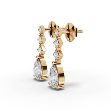 Pear-Cut Geometric Drop Moissanite Diamond Earrings