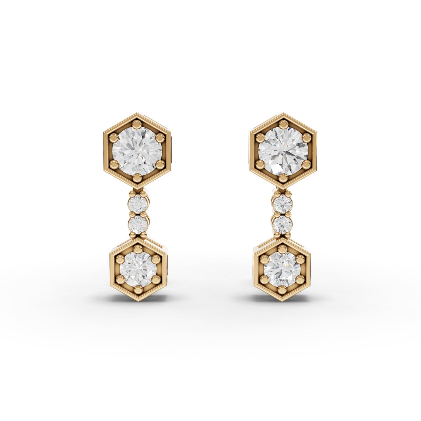 Hexagon Geometric Drop Moissanite Diamond Earrings
