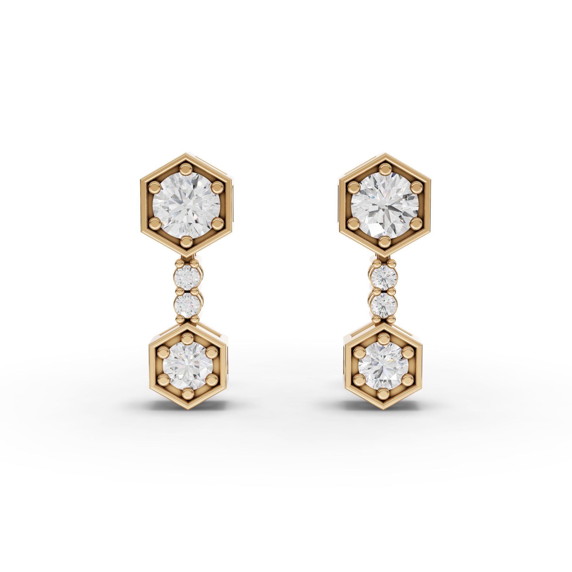 Hexagon Geometric Drop Moissanite Diamond Earrings
