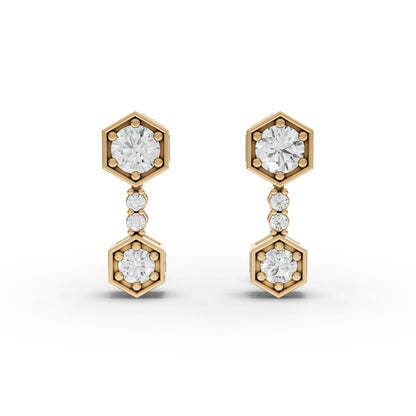 Hexagon Geometric Drop Moissanite Diamond Earrings