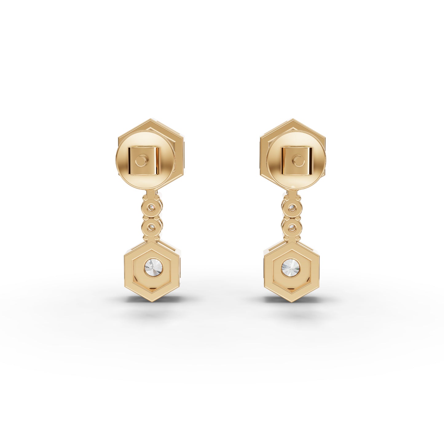 Hexagon Geometric Drop Moissanite Diamond Earrings