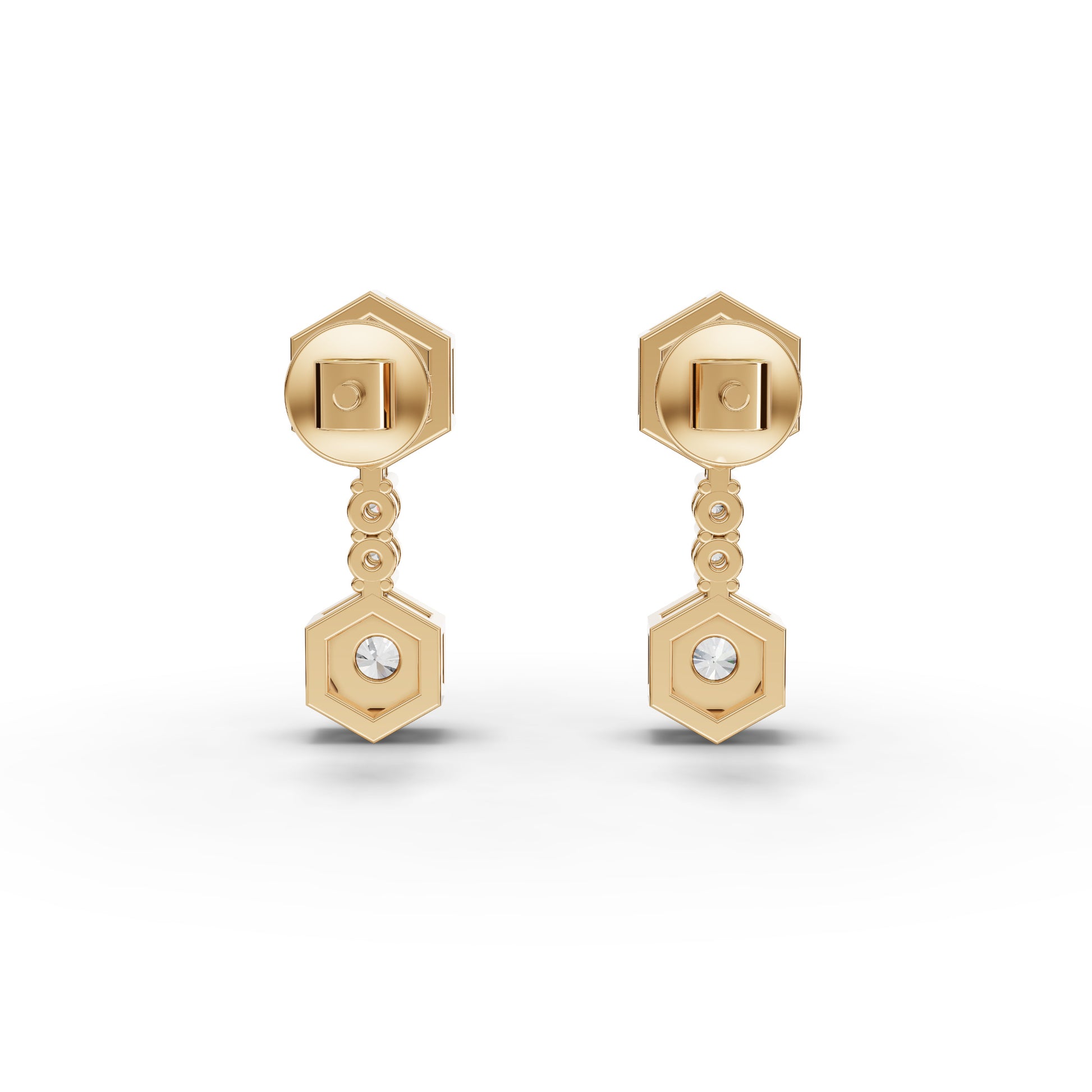 Hexagon Geometric Drop Moissanite Diamond Earrings