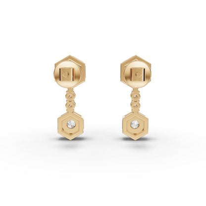 Hexagon Geometric Drop Moissanite Diamond Earrings
