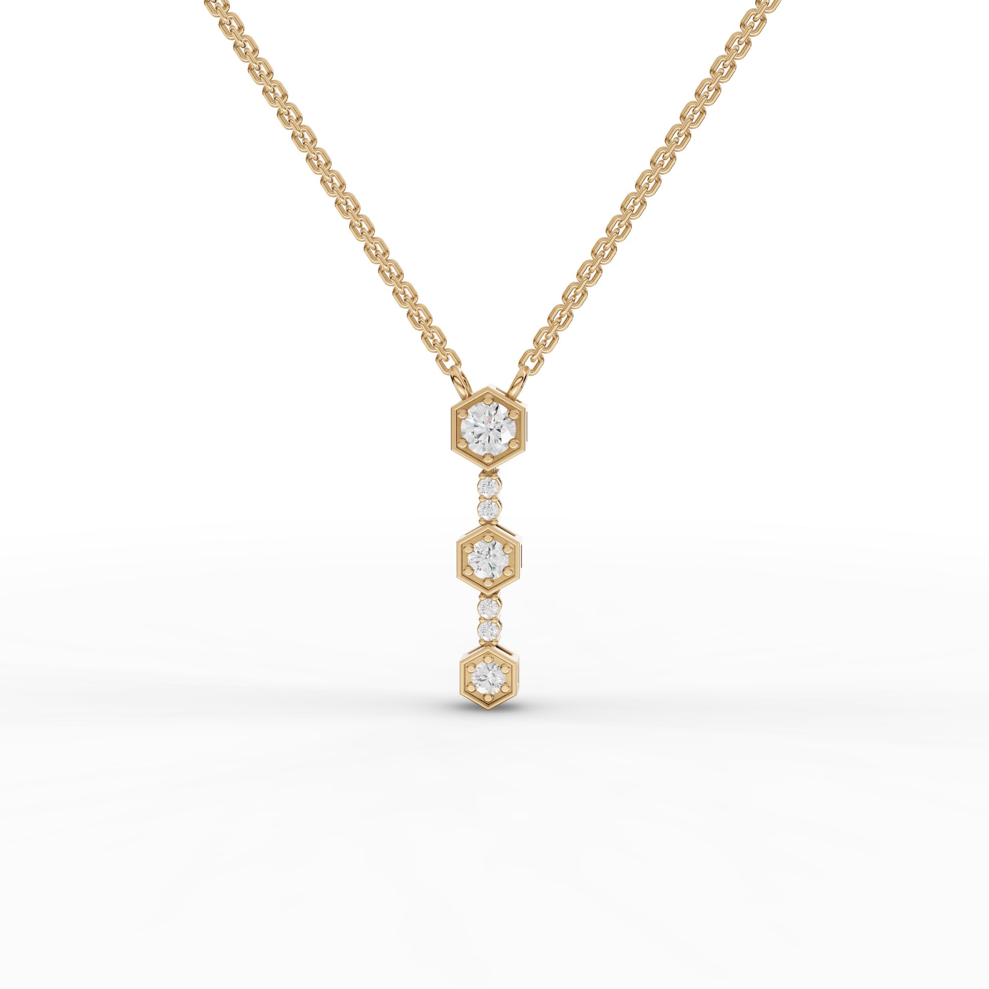 Hexagon Vertical Drop Moissanite Diamond Necklace