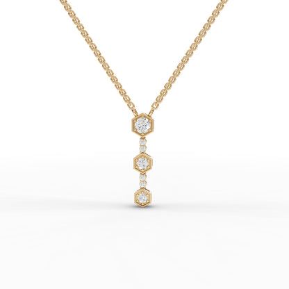 Hexagon Vertical Drop Moissanite Diamond Necklace