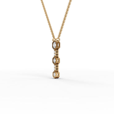 Hexagon Vertical Drop Moissanite Diamond Necklace