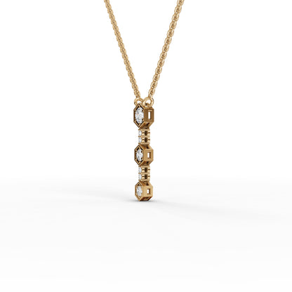 Hexagon Vertical Drop Moissanite Diamond Necklace
