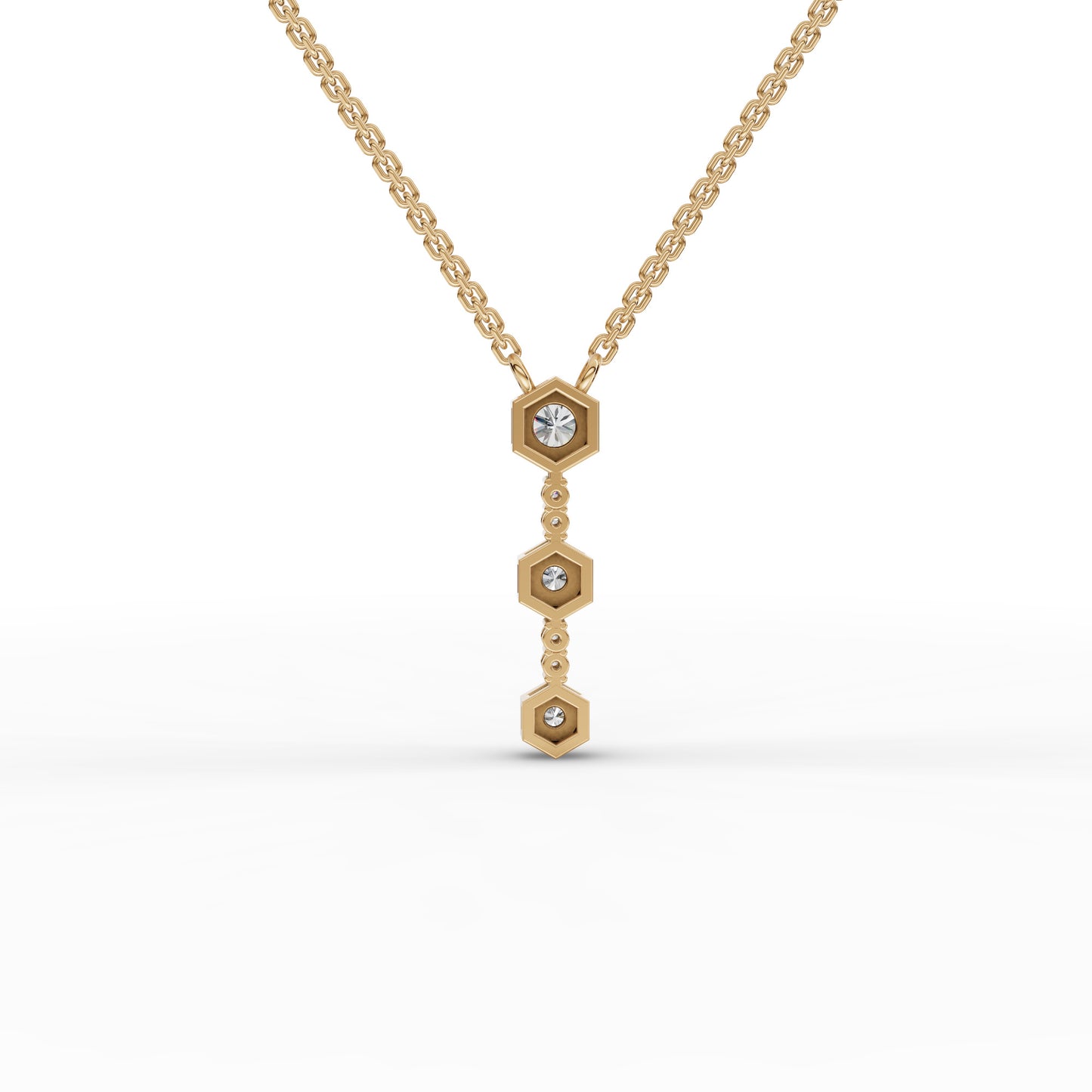 Hexagon Vertical Drop Moissanite Diamond Necklace