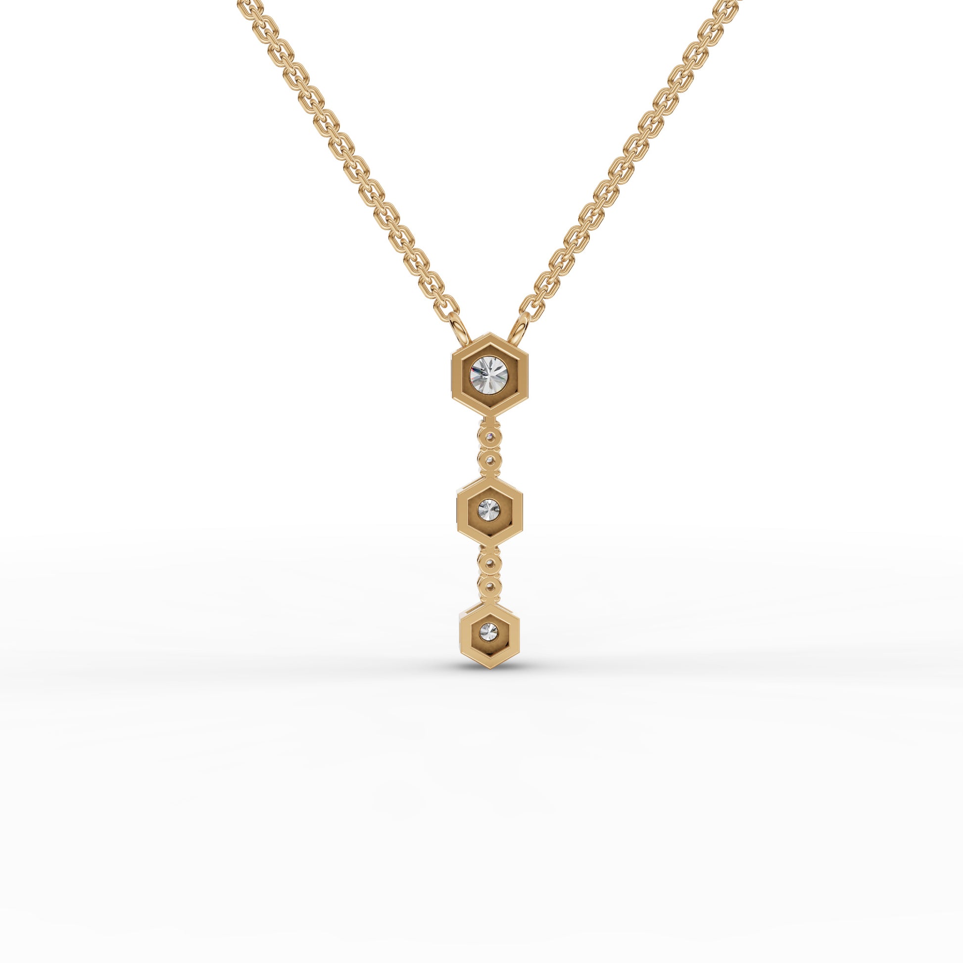 Hexagon Vertical Drop Moissanite Diamond Necklace