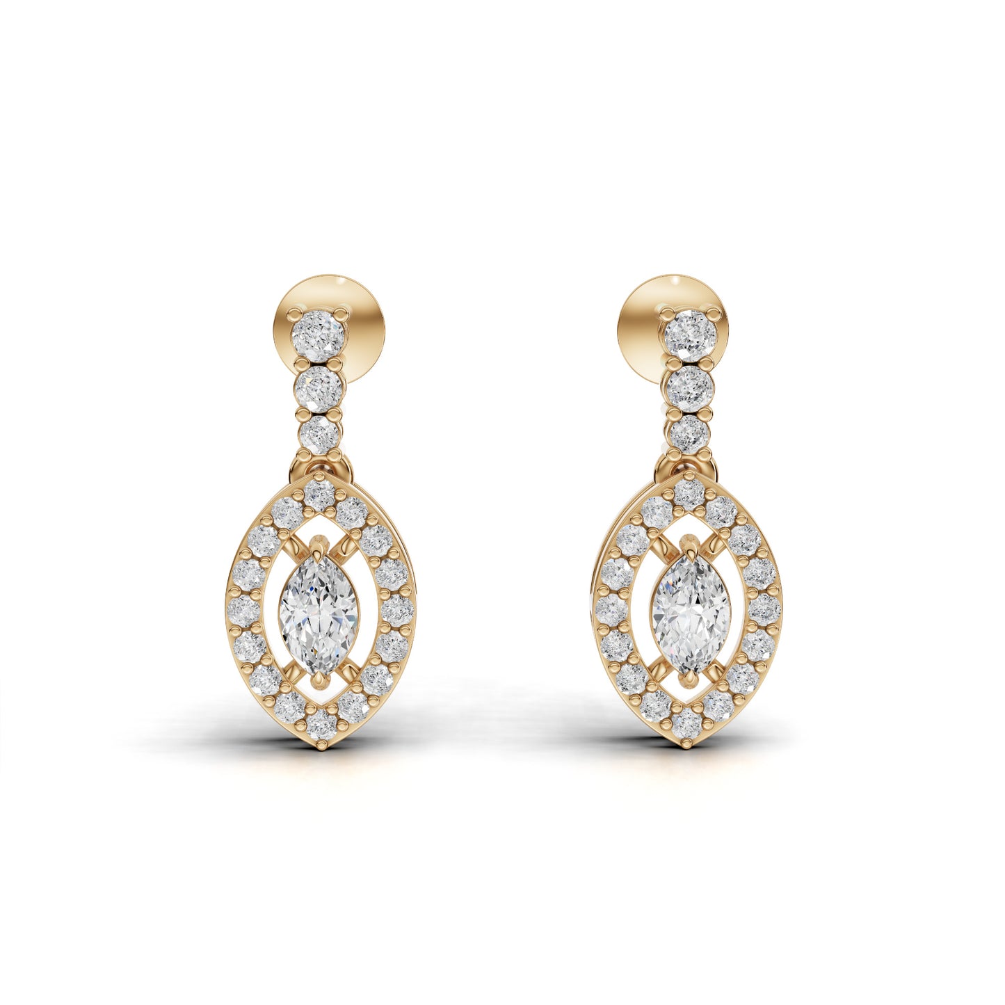 Marquise Halo Drop Moissanite Diamond Earrings