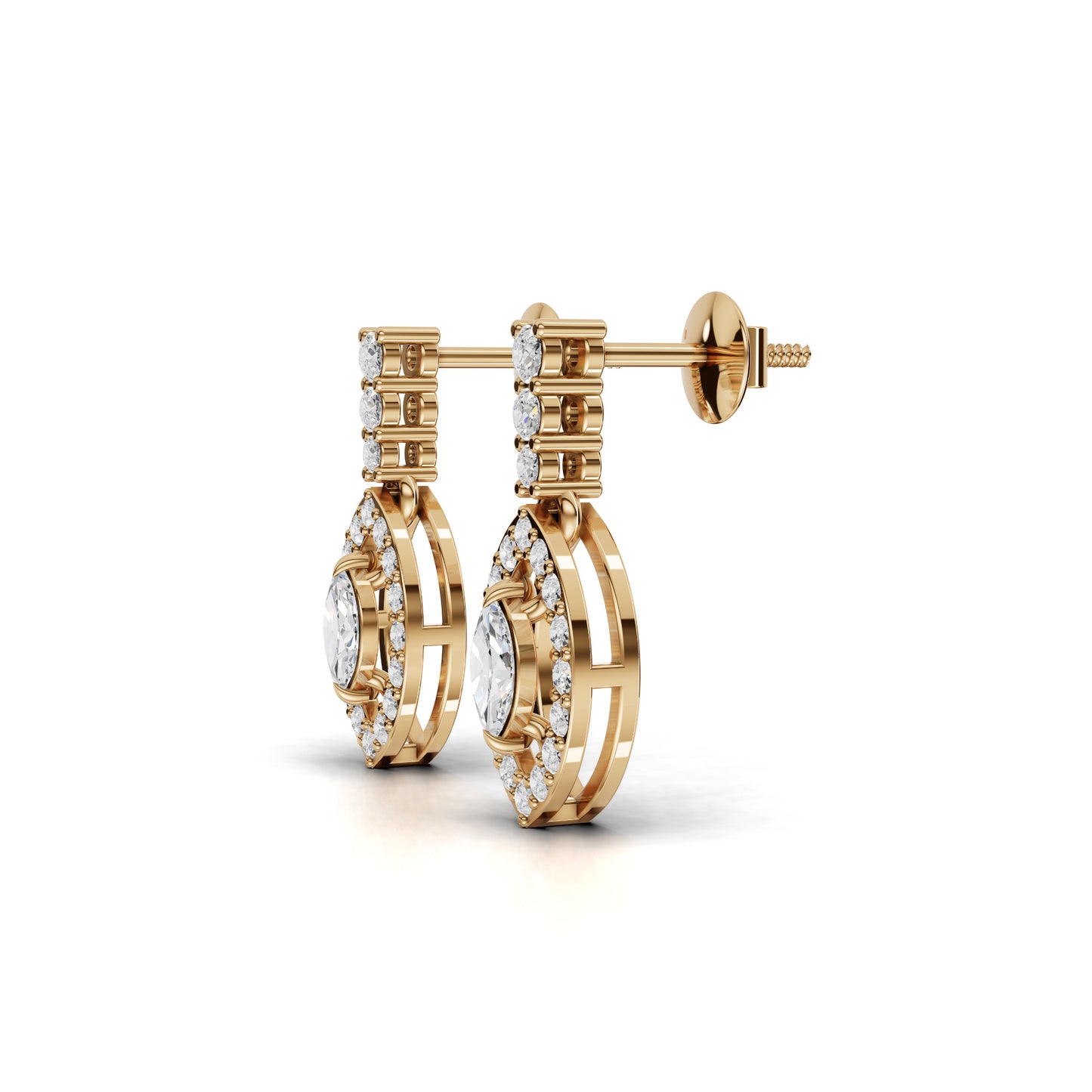 Marquise Halo Drop Moissanite Diamond Earrings