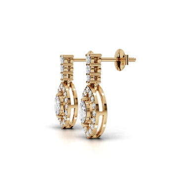 Marquise Halo Drop Moissanite Diamond Earrings