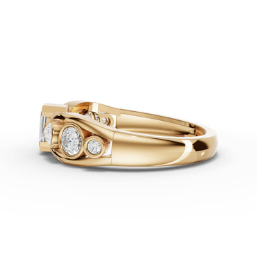 Emerald-Cut Moissanite Diamond Twist Accent Ring