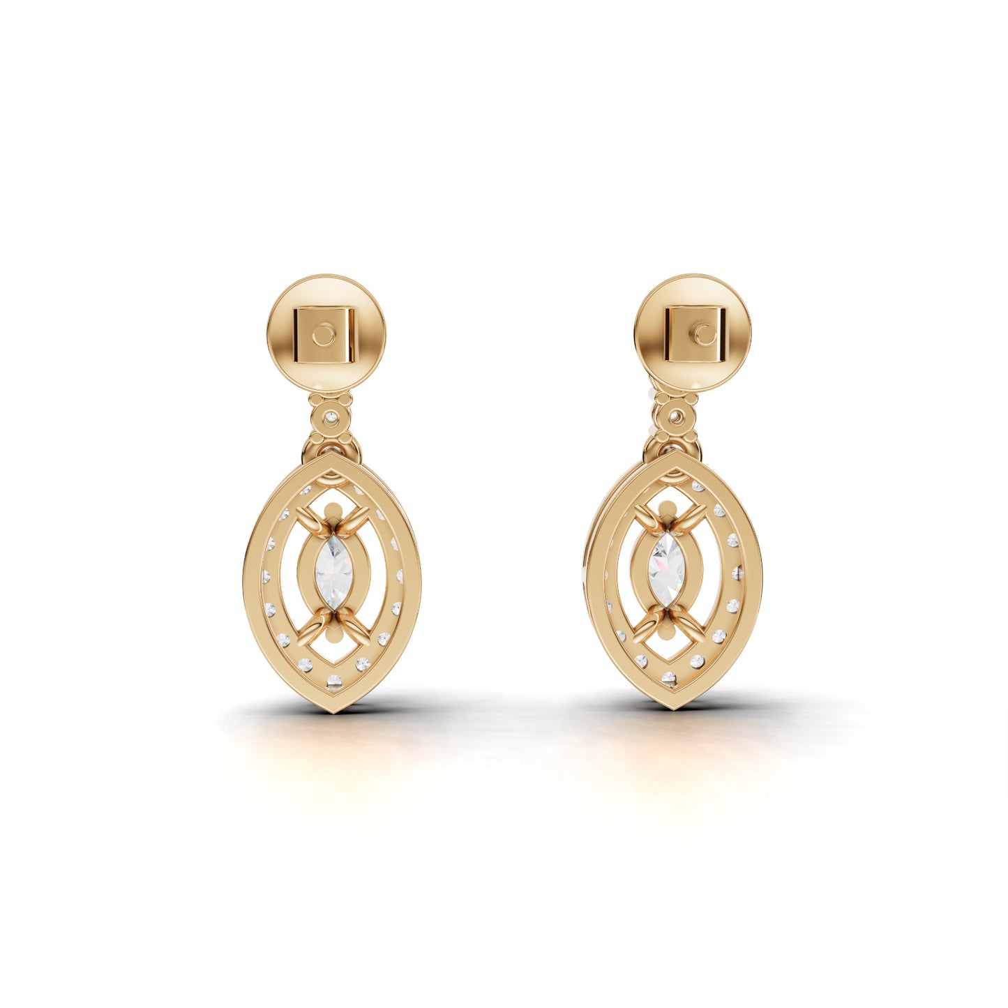 Marquise Halo Drop Moissanite Diamond Earrings