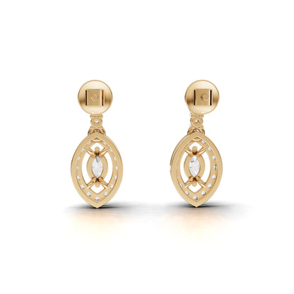 Marquise Halo Drop Moissanite Diamond Earrings