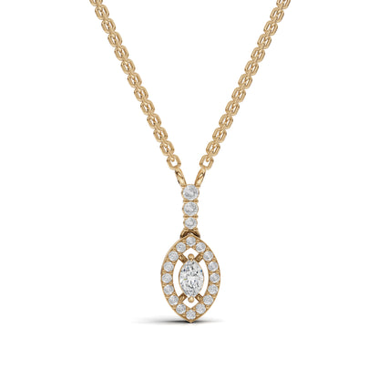 Marquise Halo Drop Moissanite Diamond Pendant Necklace