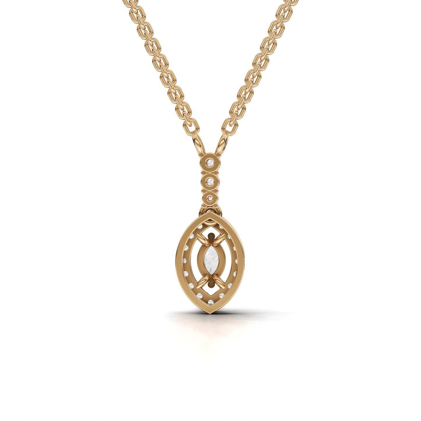 Marquise Halo Drop Moissanite Diamond Pendant Necklace