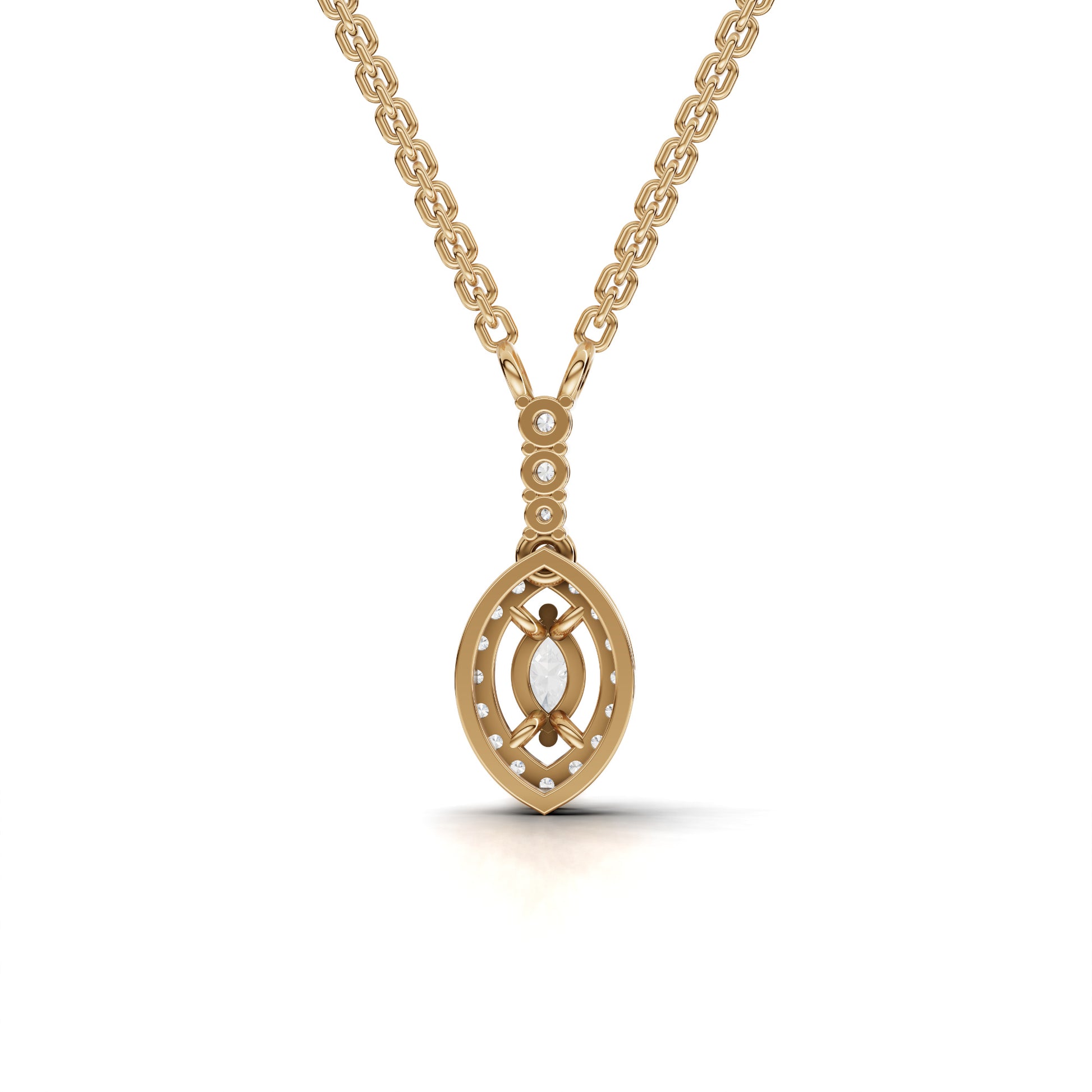 Marquise Halo Drop Moissanite Diamond Pendant Necklace