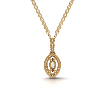Marquise Halo Drop Moissanite Diamond Pendant Necklace