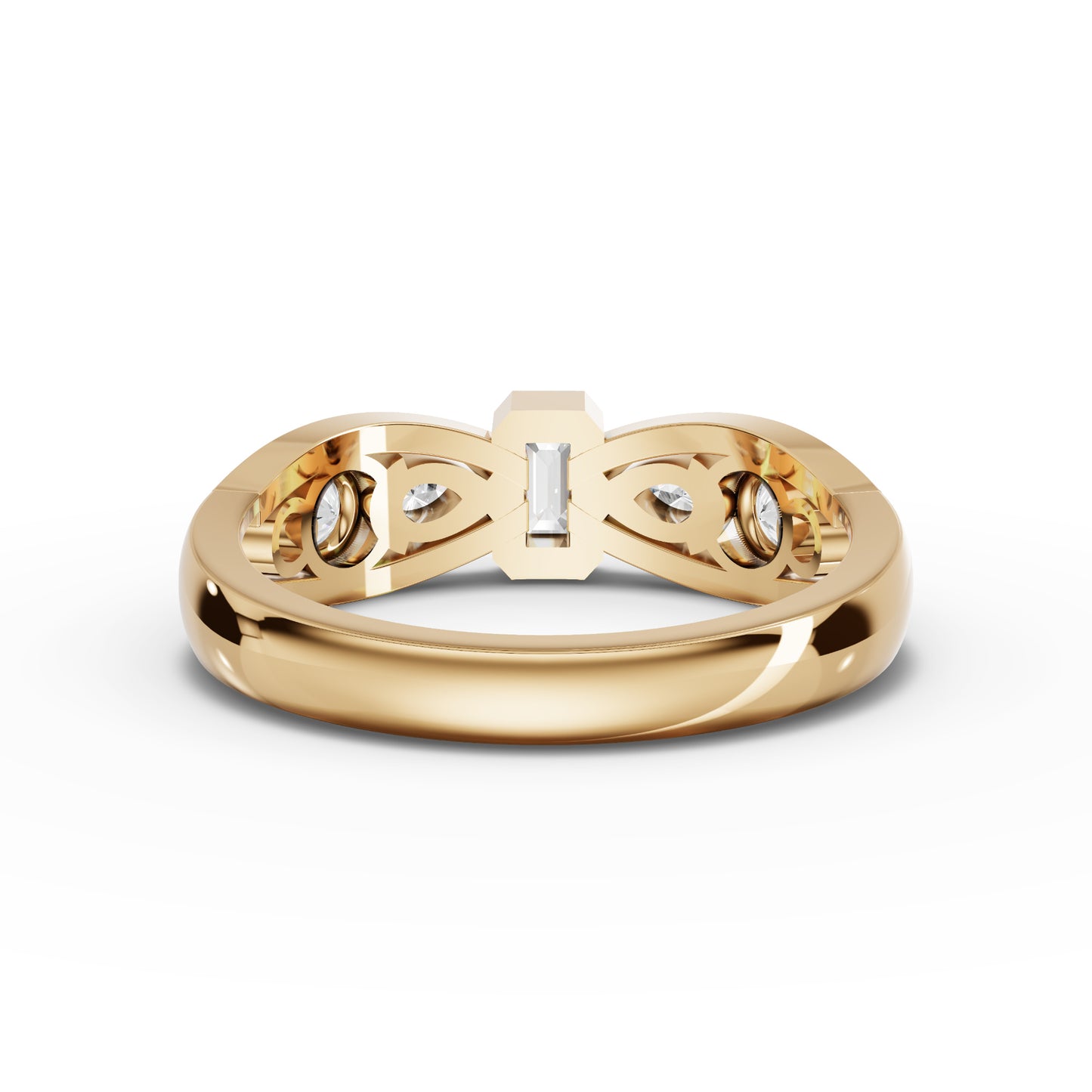 Emerald-Cut Moissanite Diamond Twist Accent Ring