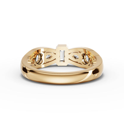 Emerald-Cut Moissanite Diamond Twist Accent Ring