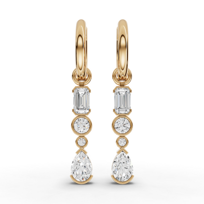 Mixed-Shape Vertical Drop Moissanite Diamond Earrings