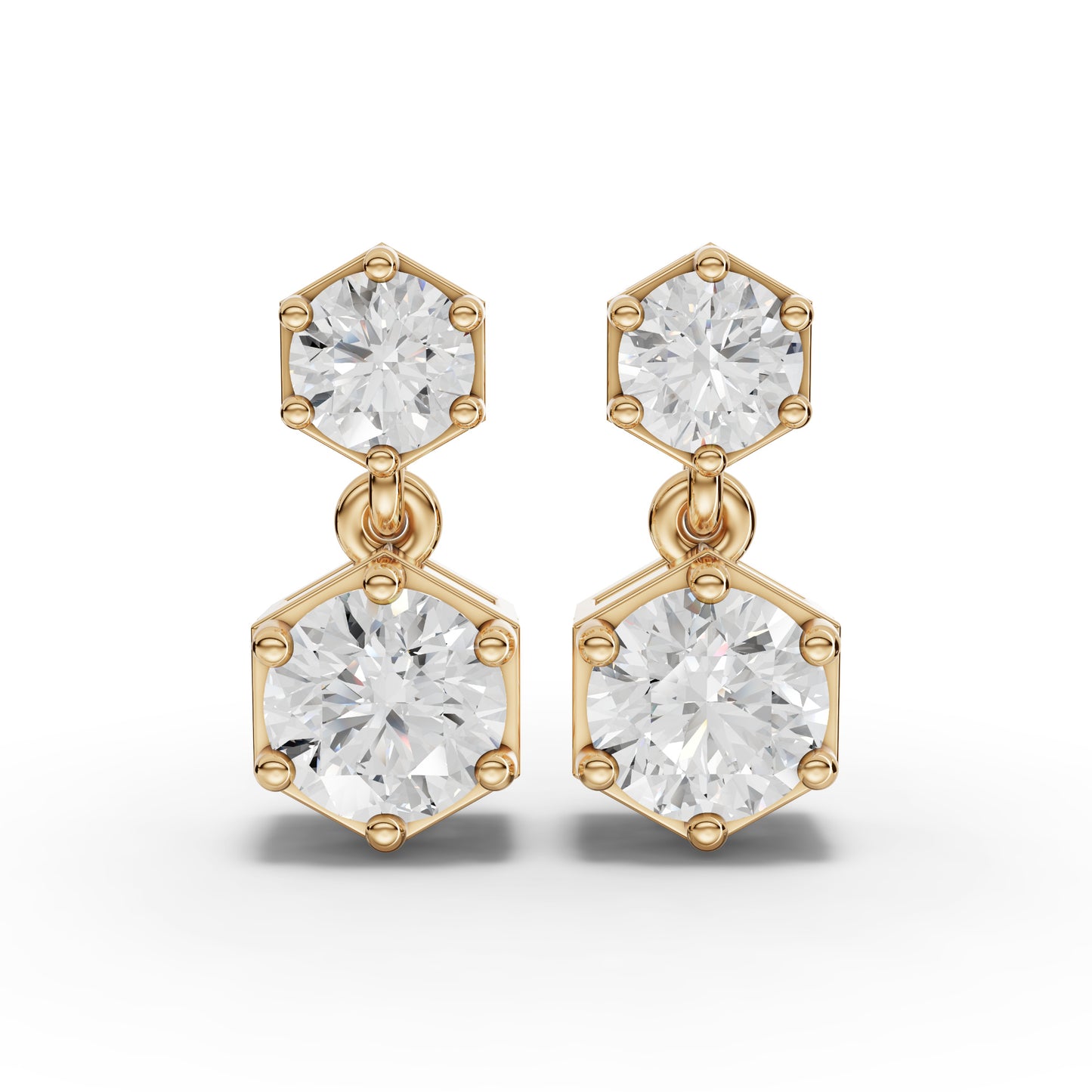 Hexagon Geometric Drop Moissanite Diamond Earrings