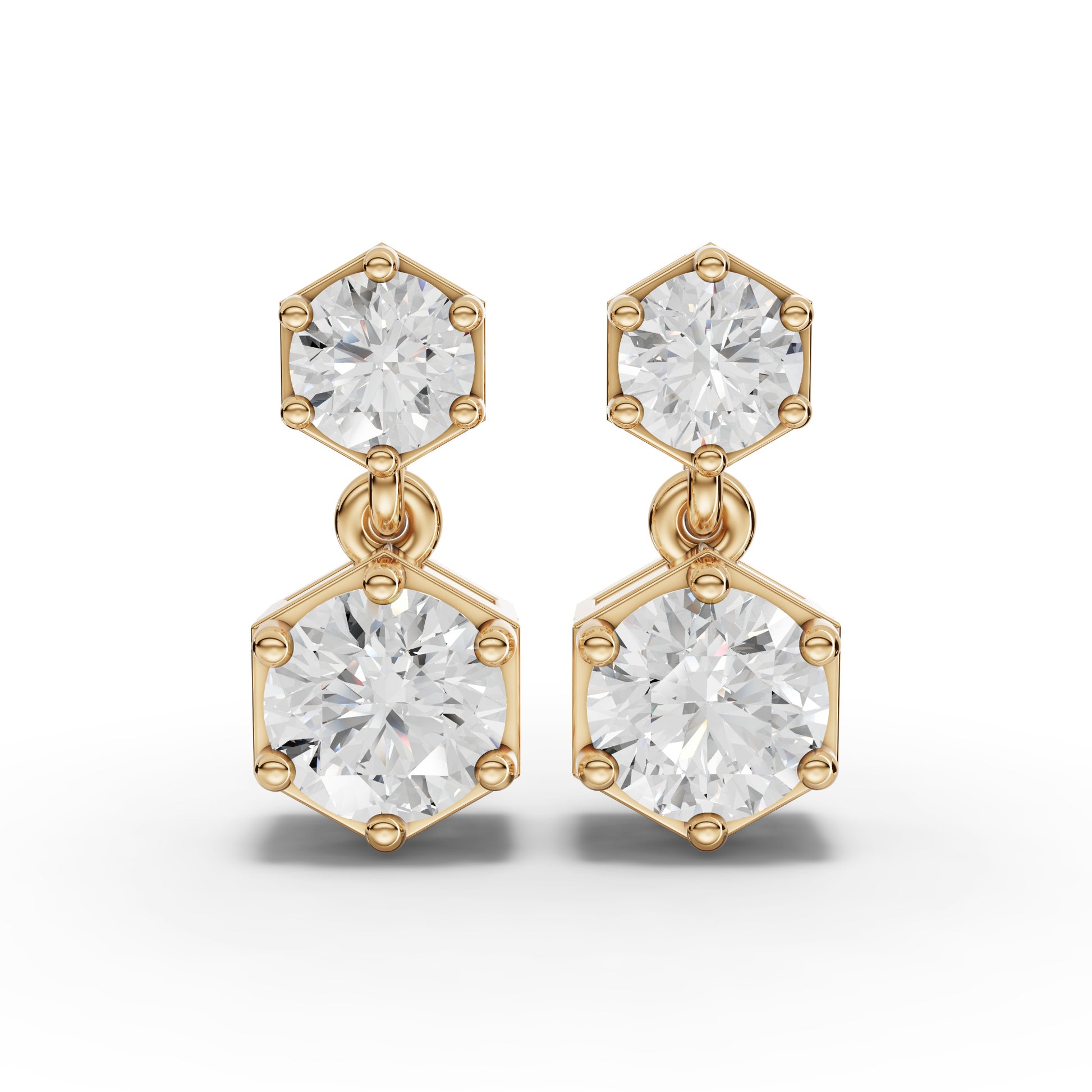 Hexagon Geometric Drop Moissanite Diamond Earrings
