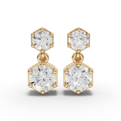 Hexagon Geometric Drop Moissanite Diamond Earrings