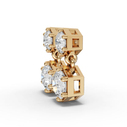 Hexagon Geometric Drop Moissanite Diamond Earrings